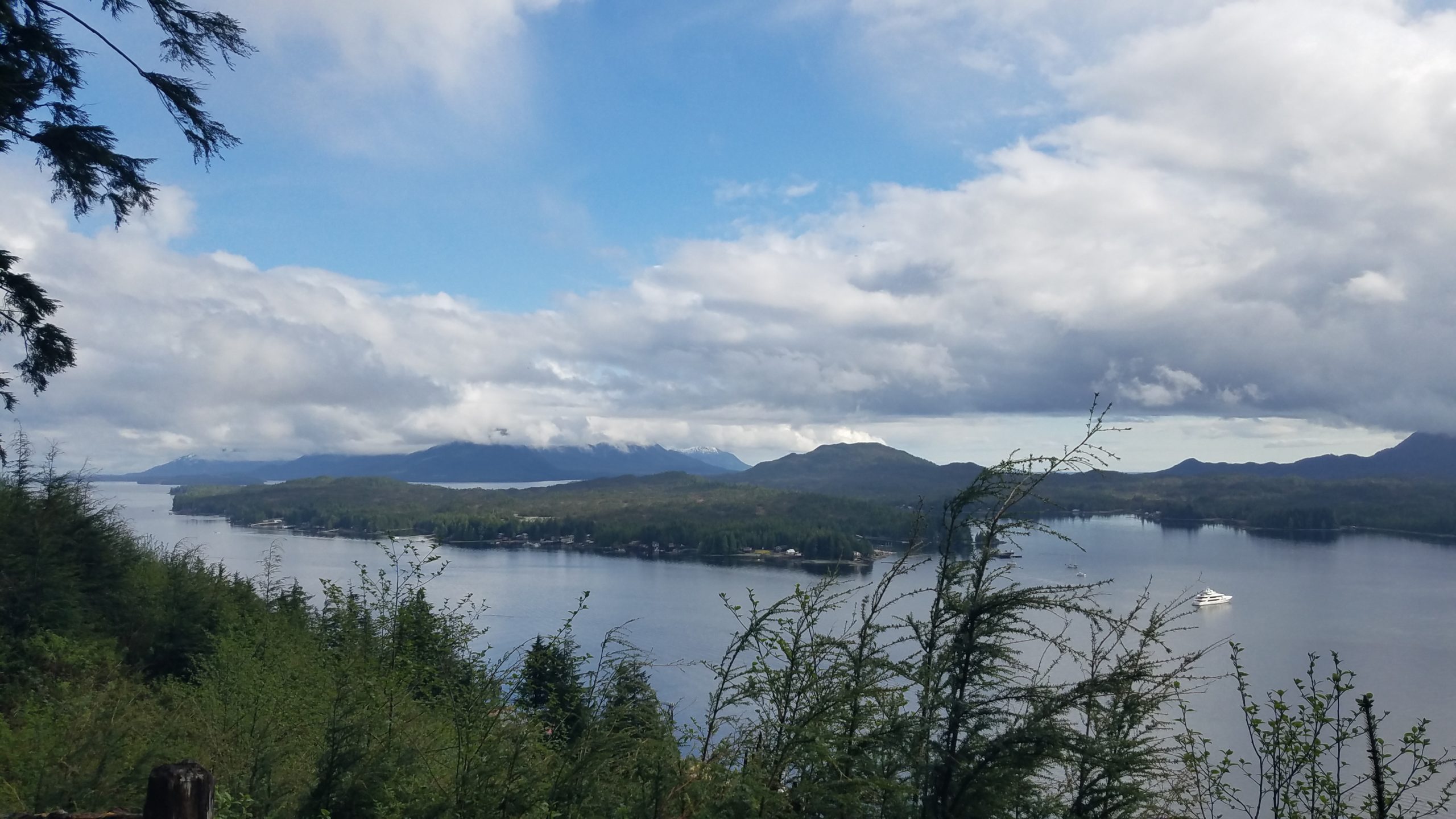 View of Ketchikan (small town in Alaska), partly cloudy